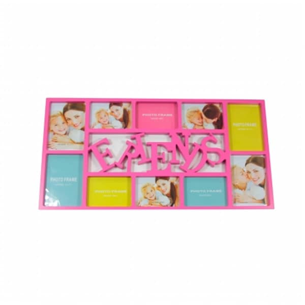 Purely Pecan 28.75 in. Pink Dual Sized Friends Photo Picture Frame Collage Wall Decoration 32011362 - main